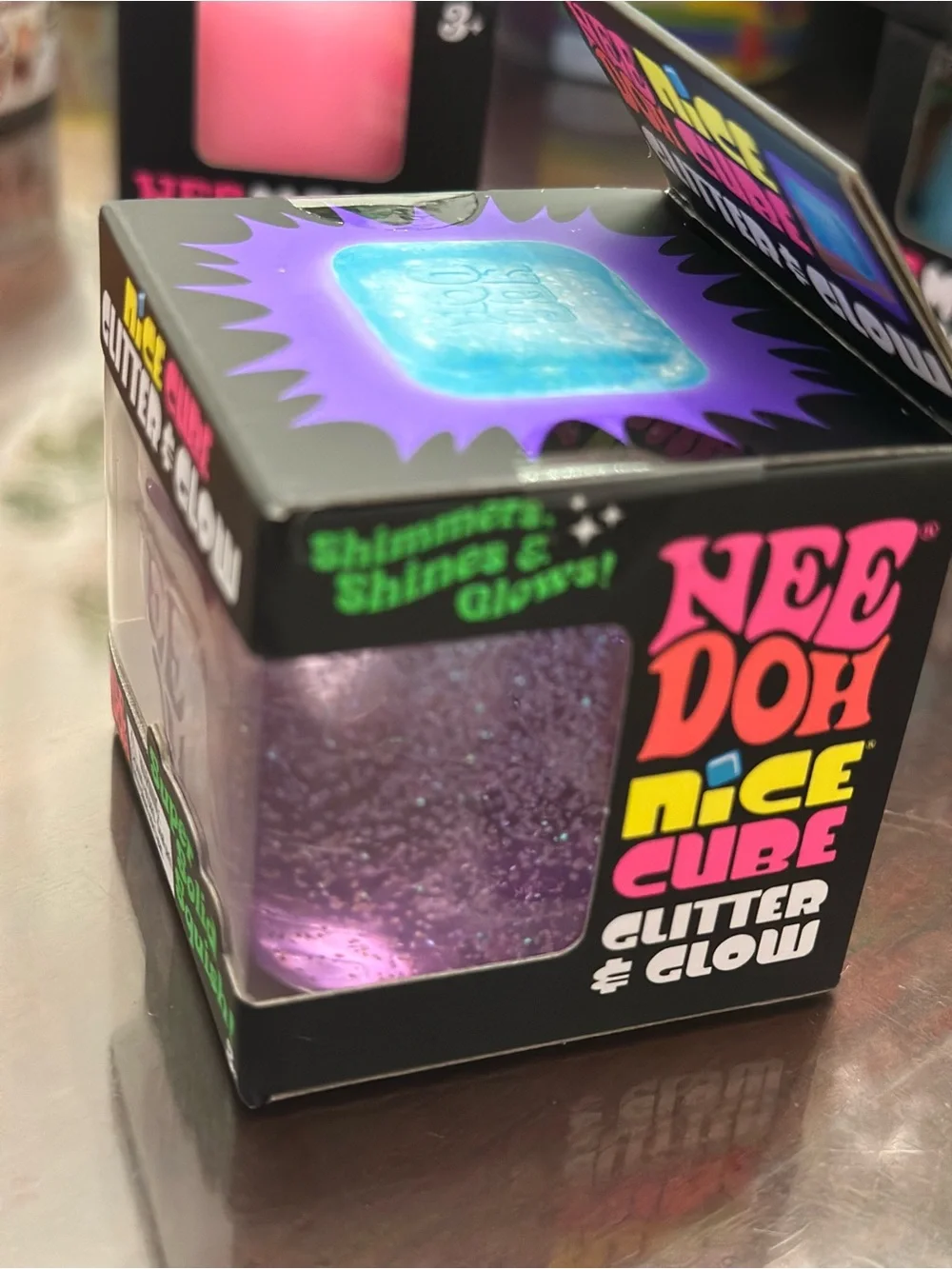 NeeDoh Nice Cube Glitter & Glow Super Solid Squish - Purple